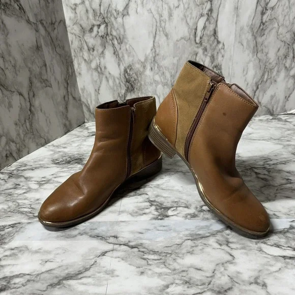 ALDO Brown Round Toe Side Zip Ankle Boots Women's Size 10 - Picture 2 of 15